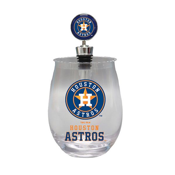 Стакан без ножек Houston Astros из стекла, 450 мл, с пробкой для вина, комплект The Memory Company