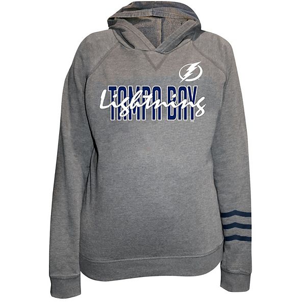 Женское серое худи Fanatics Tampa Bay Lightning больших размеров с мягкой флисовой подкладкой Fanatics