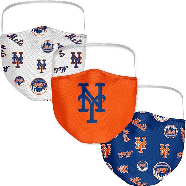 Маска для лица с логотипом New York Mets, 3 шт., 100% полиэстер с эластичными краями Fanatics