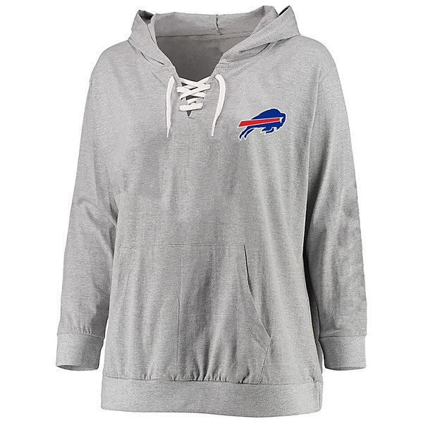 Женское серое худи большого размера Buffalo Bills от Fanatics с капюшоном и шнуровкой Fanatics