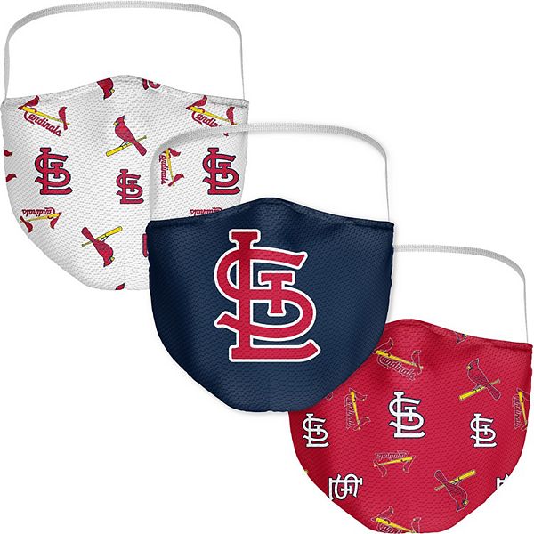 Маски для лица на взрослых с логотипом St. Louis Cardinals, 3 штуки, эластичные застежки, 100% полиэстер Fanatics