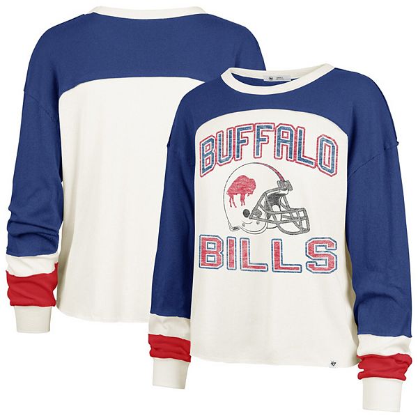 Женская укороченная футболка с длинным рукавом '47 Buffalo Bills из 100% хлопка, кремового цвета 47 Brand