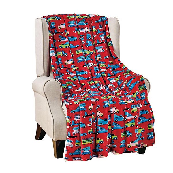 Christmas Cars Plush All Season Decorative Throw Blanket Plazatex