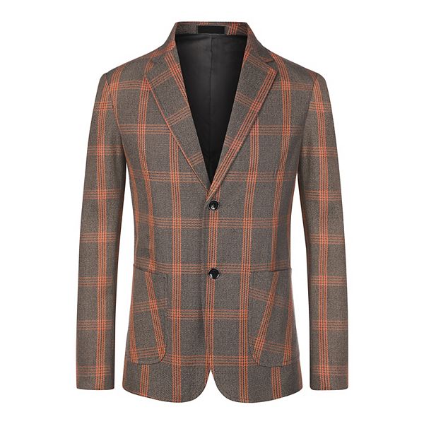 Plaid Blazer for Men's Casual Slim Fit Two Button Checked Suit Blazer Jackets Inspire Chic