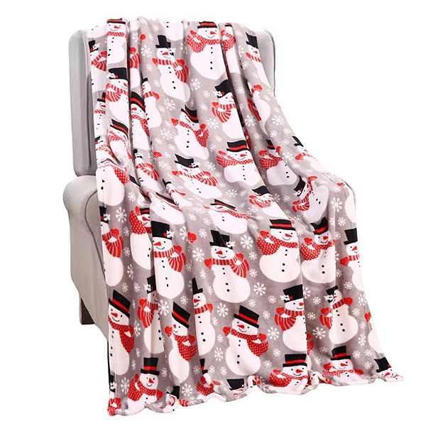 Big Christmas Snowman All Season Plush Decorative Christmas Throw Blanket Plazatex