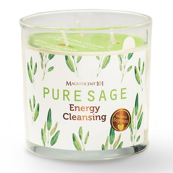 Pure Sage Aromatherapy Candle  14 Oz - 56 Hour Burn, Soy Wax Glass Candle Magnificent 101