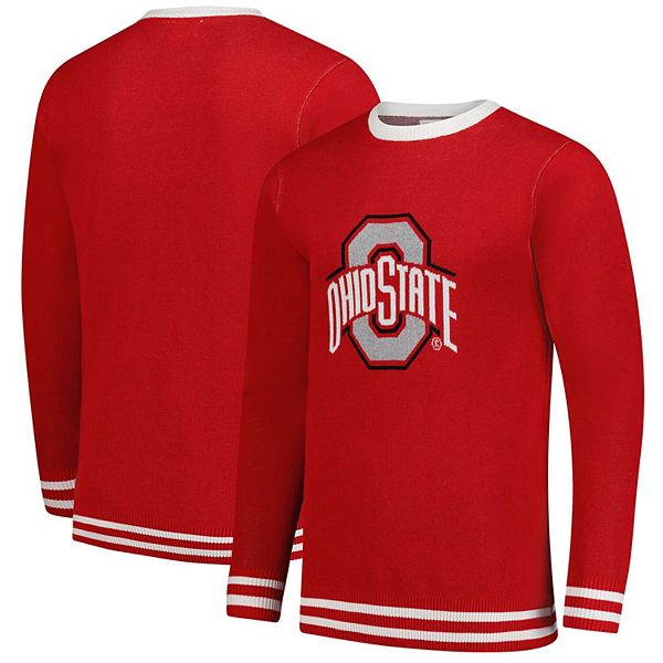 Unisex Uscape Apparel Scarlet Ohio State Buckeyes Renew Knit Vintage Pullover Sweater Uscape Apparel