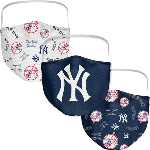 Adult Fanatics New York Yankees All Over Logo Face Covering 3-Pack Fanatics