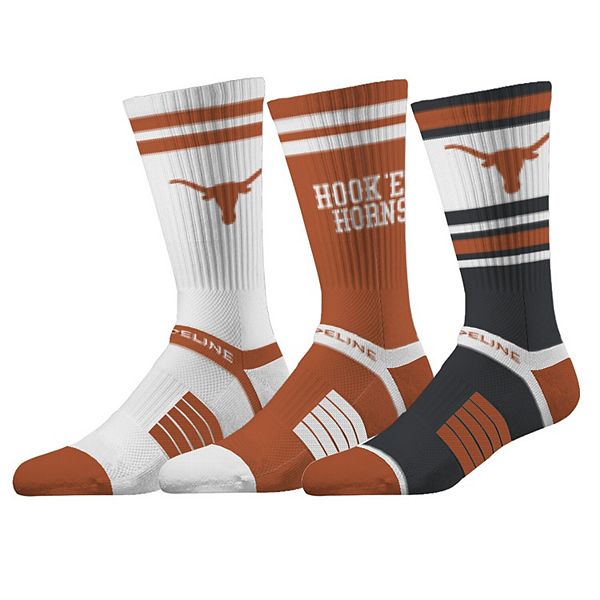 Носки Strideline Texas Longhorns для мужчин и женщин: набор из 3 пар, с компрессионной поддержкой, 81% полиэстер Strideline