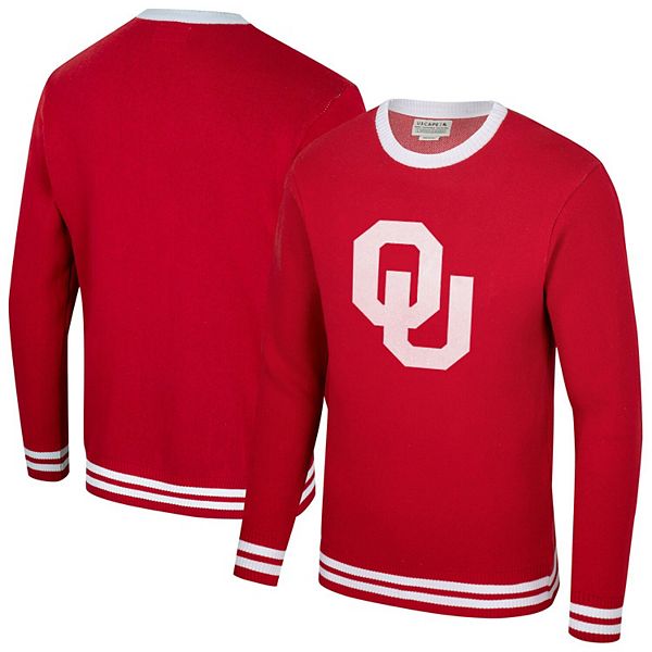 Unisex Uscape Apparel Crimson Oklahoma Sooners Renew Knit Vintage Pullover Sweater Uscape Apparel