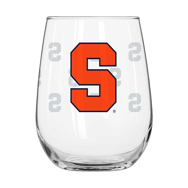 Syracuse Orange 16oz. Satin-Etched Logo Curved Beverage Glass Logo Brand