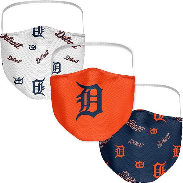 Adult Fanatics Detroit Tigers All Over Logo Face Covering 3-Pack Fanatics