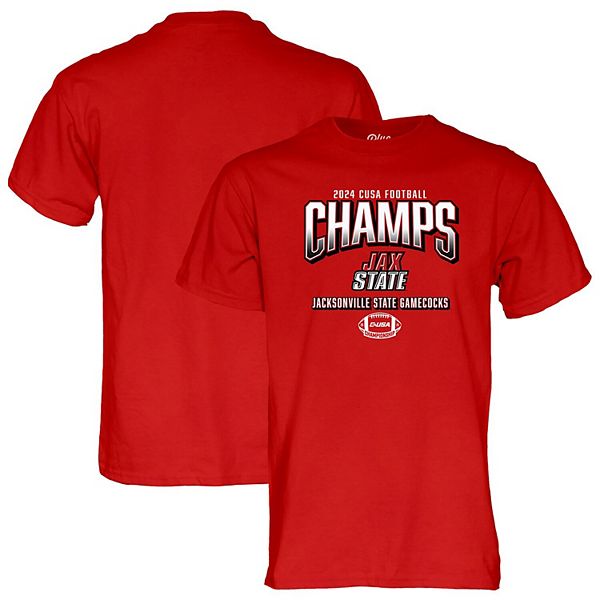 Unisex Blue 84  Red Jacksonville State Gamecocks 2024 C-USA Football Conference Champions Locker Room T-Shirt Blue 84