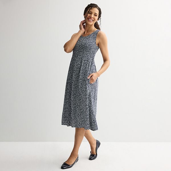 Women's Croft & Barrow® Smocked Swing Midi Dress Croft & Barrow