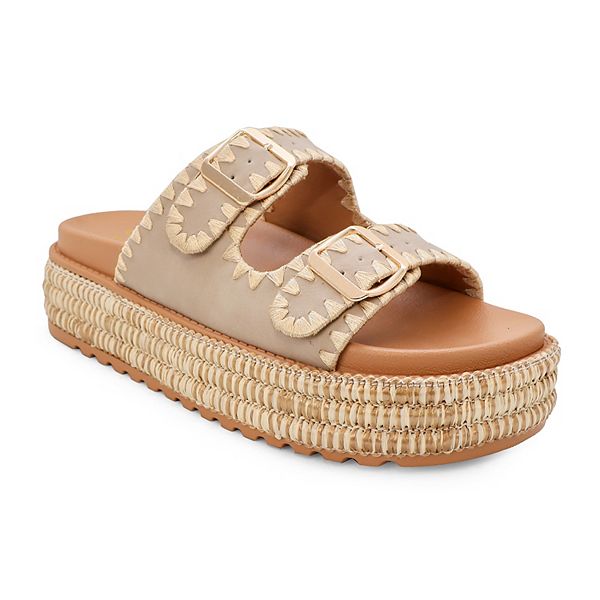 Yoki Platform Espadrille Double Buckle Stitch Women's Sandals Yoki