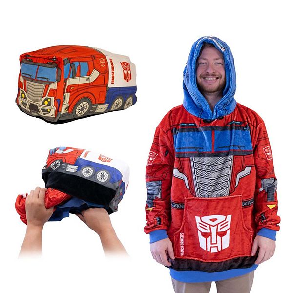 Худи-плед и подушка Transformers Optimus Prime для взрослых, 2 в 1, из мягкого плюша Plushible