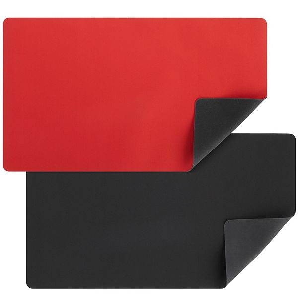 2 Pack Card Playmat For Mtg, Tcg, Board Games, Table Magic (black/red,24x14 In) Okuna Outpost