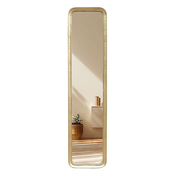 Parisloft Gold Metal Frame Rectangular Full Length Mirror with Tempered Glass, 16.1 x 71.2" Parisloft