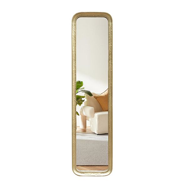 Parisloft Gold Metal Frame Rectangular Full Length Mirror with Tempered Glass - 14.1 x 57.3" Parisloft