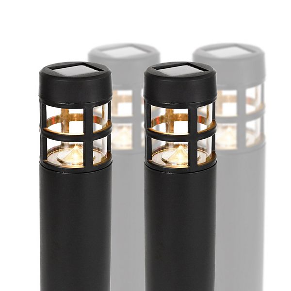 Techko Solar 4-Pack Small Cylinder Bollard Lights Techko