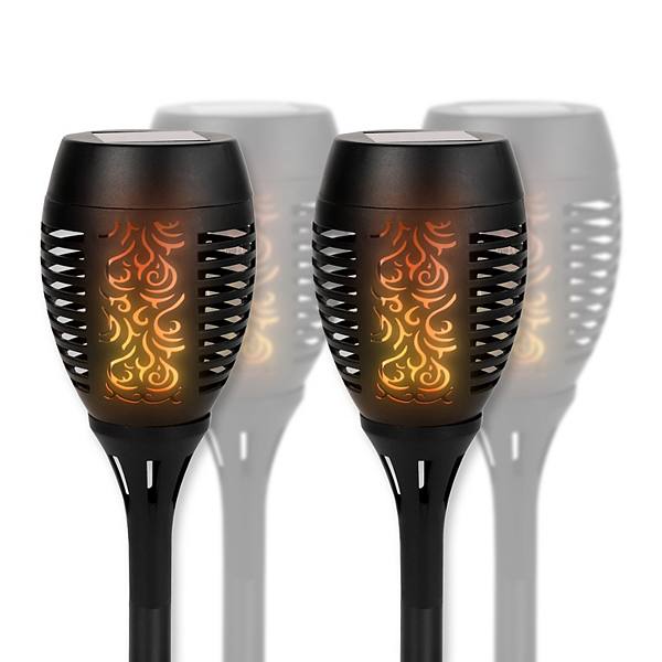 Techko Solar 4-Pack Tiki Torch With LED Flame Techko