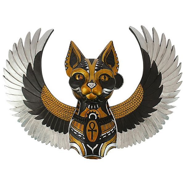 Goddess Bastet, Winged Protector of the People Cat Wall Sculpture Design Toscano