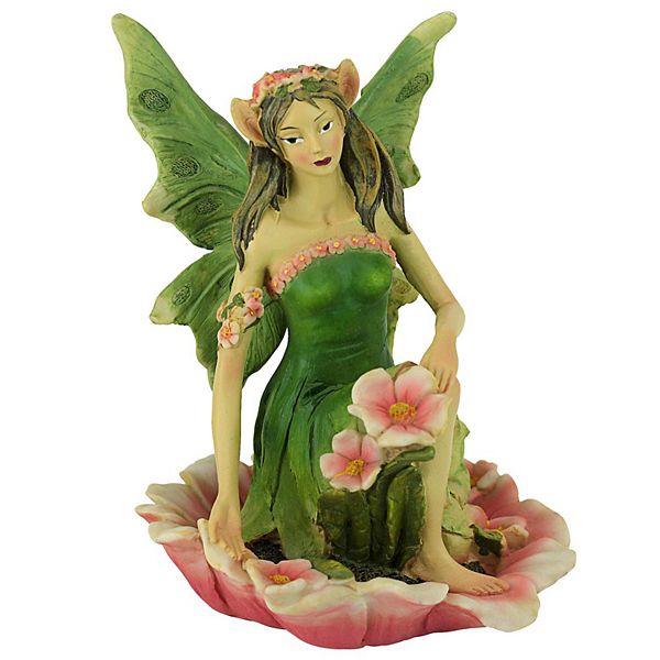 The Red and Green Fairy of Acorn Hollow Statues: Green Design Toscano