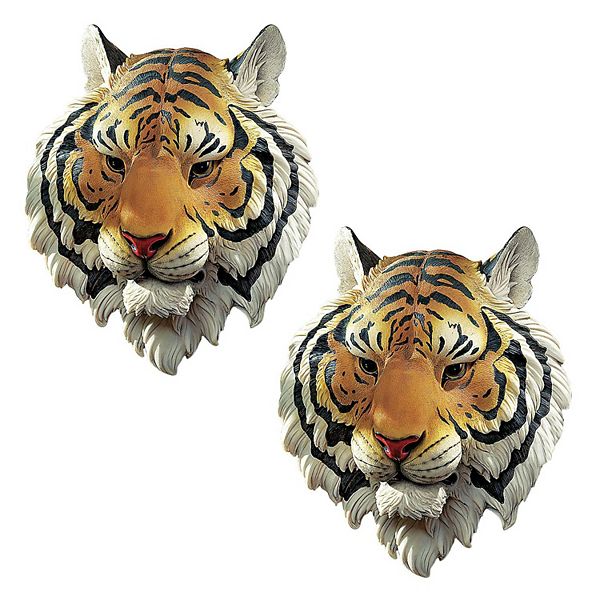 Indochinese Tiger Wall Sculptures: Set of Two Design Toscano