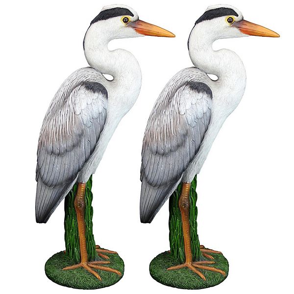 Gray Heron Coastal Bird Statue: Set of Two Design Toscano