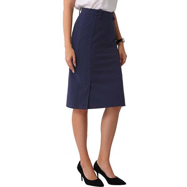 Bodycon Midi Pencil Skirt for Women's High Waist Side Slit Office Work Skirts Inspire Chic