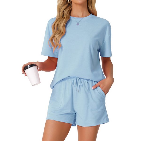 Women's Pajamas Set Half Sleeve Lounge Set Shorts Sleepwear Set 2 Piece Pjs Sets with Pockets Inspire Chic