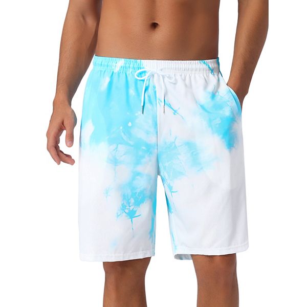 Men's Colorful Tie-dyed Pattern Drawstring Elastic Waist Board Shorts Inspire Chic