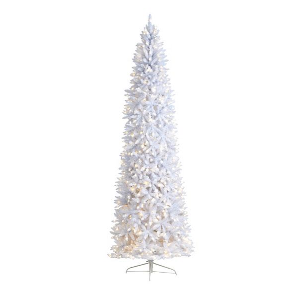 nearly natural 10-ft. LED Slim White Artificial Christmas Tree Nearly Natural