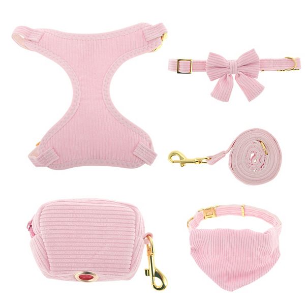 Dog Harness, Cute Dog Collar Harness with Bow, Adjustable Leash Set 1 Set Unique Bargains