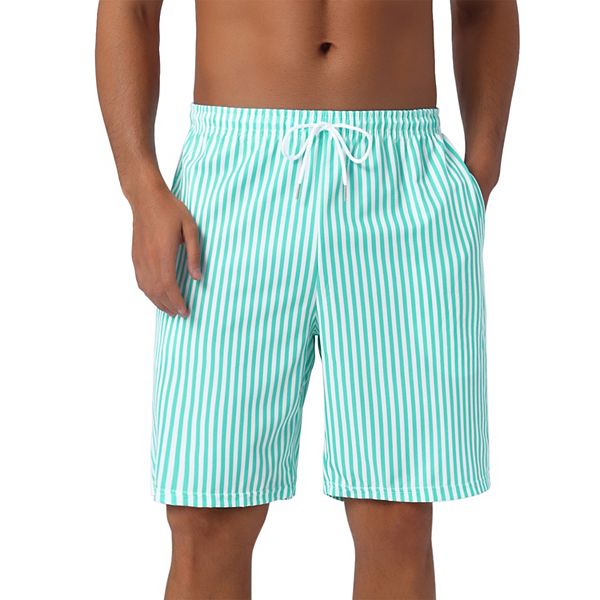 Men's Casual Summer Holiday Drawstring Waist Beach Striped Swimwear Shorts Inspire Chic