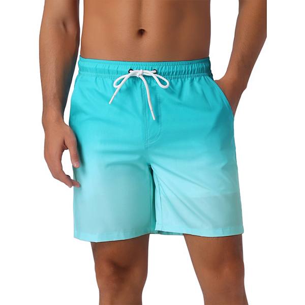 Men's Gradient Color Drawstring Elastic Waist Lining Swimming Trunks Inspire Chic