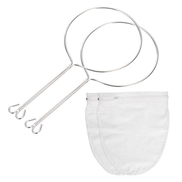 2 Pcs Mesh Strainer Bag, Cloth Mesh Filter Bags with Reinforced Frame and Sturdy Handle Unique Bargains