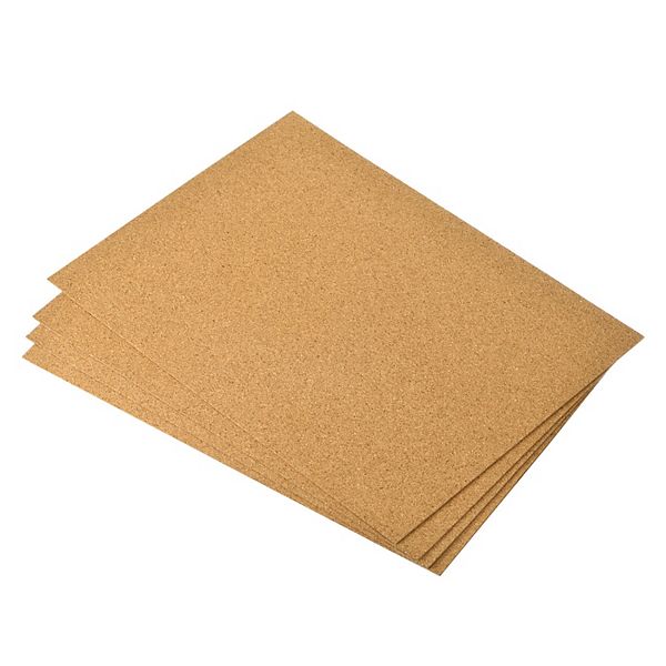 4pcs 8.3" x 11.8" Self Adhesive Cork Sheets 1mm Thick A4 Rectangle Cork Table Mat Cup Coaster Brown Unique Bargains