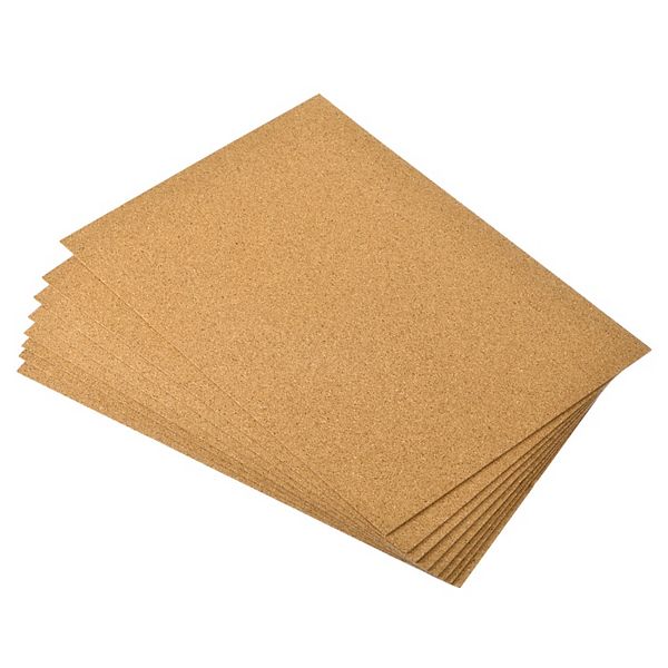 8pcs 8.3" x 11.8" Self Adhesive Cork Sheets 1mm Thick A4 Rectangle Cork Table Mat Cup Coaster Brown Unique Bargains