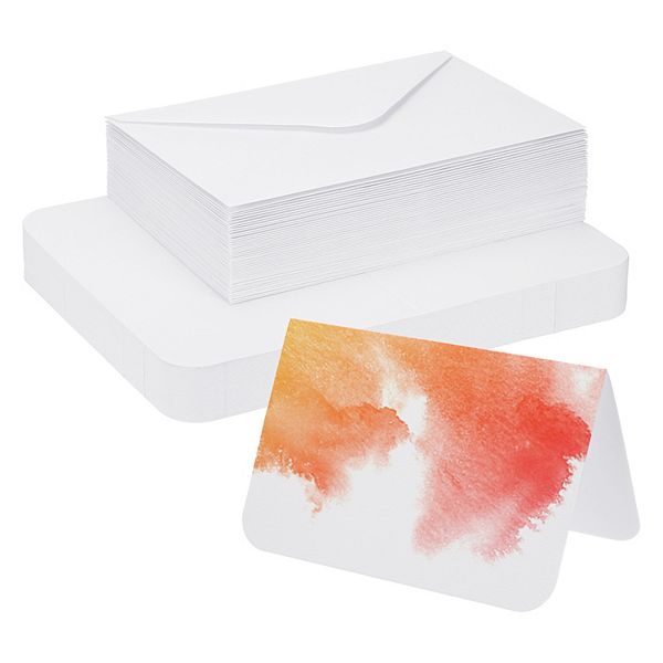 50 Sets Pure Cotton Watercolor Cards 140lb/300 GSM Postcards with Envelopes, 4x6 Inch Foldable Size Unique Bargains