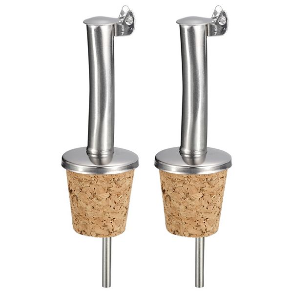 Stainless Steel Bottle Pourers, 2 Pcs Auto Flip Olive Oil Spout, Cork Design Wine Bottle Stoppers Unique Bargains