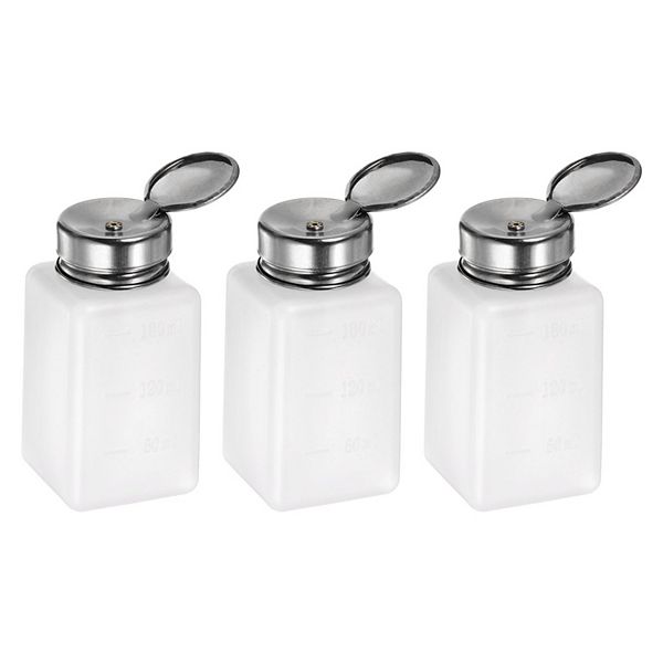 3 Pcs Solvent Alcohol Dispensers 6 OZ Push Down Liquid Dispenser Pump with Stainless Steel Lid Unique Bargains