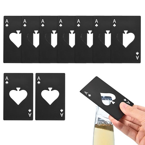 10pcs Ace of Spades Bottle Opener, Stainless Steel Credit Card Size Beer Bottle Opener Unique Bargains