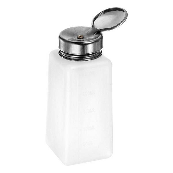 Solvent Alcohol Dispenser 8.5 OZ Push Down Liquid Dispenser Pump with Sealing Stainless Steel Lid Unique Bargains