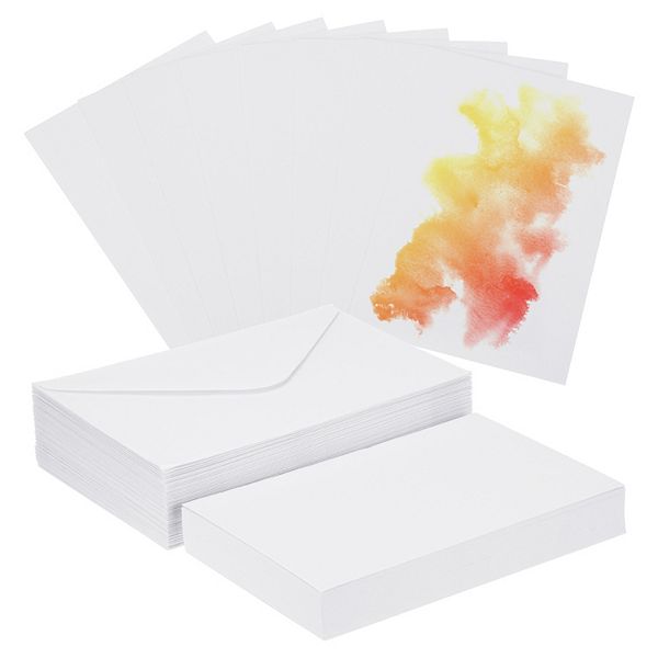 50 Sets Pure Cotton Watercolor Cards 140lb/300 GSM Postcards with Envelopes, 4x6 Inch Unique Bargains