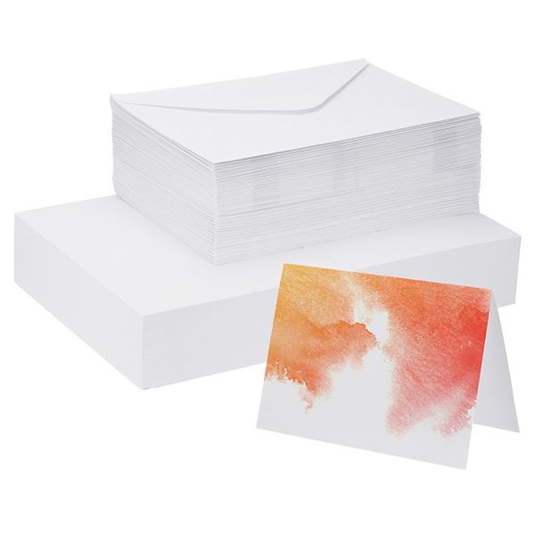 100 Sets Pure Cotton Watercolor Cards 140lb/300 GSM Postcards with Envelopes for Painting Unique Bargains