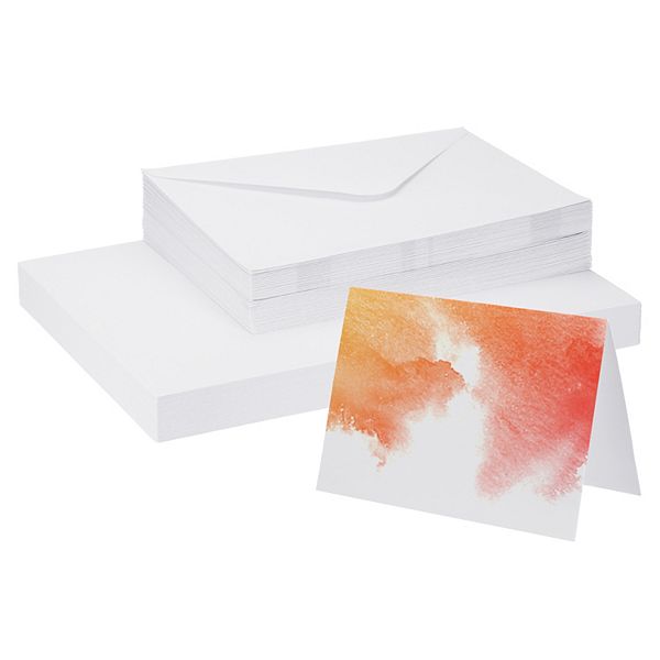 50 Sets Pure Cotton Watercolor Cards 140lb/300 GSM Postcards with Envelopes for Art Painting Unique Bargains