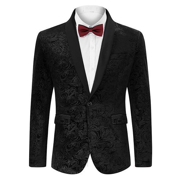 Mens Floral Tuxedo Suit Jacket Stylish Dinner Blazer Jackets for Wedding Party Prom Kojooin