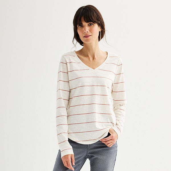 Women's Sonoma Goods For Life® Everyday Long Sleeve V-Neck Top Sonoma