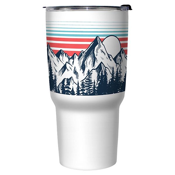 Mountains Landscape Stripes Background 27-oz. Stainless Steel Travel Mug Licensed Character